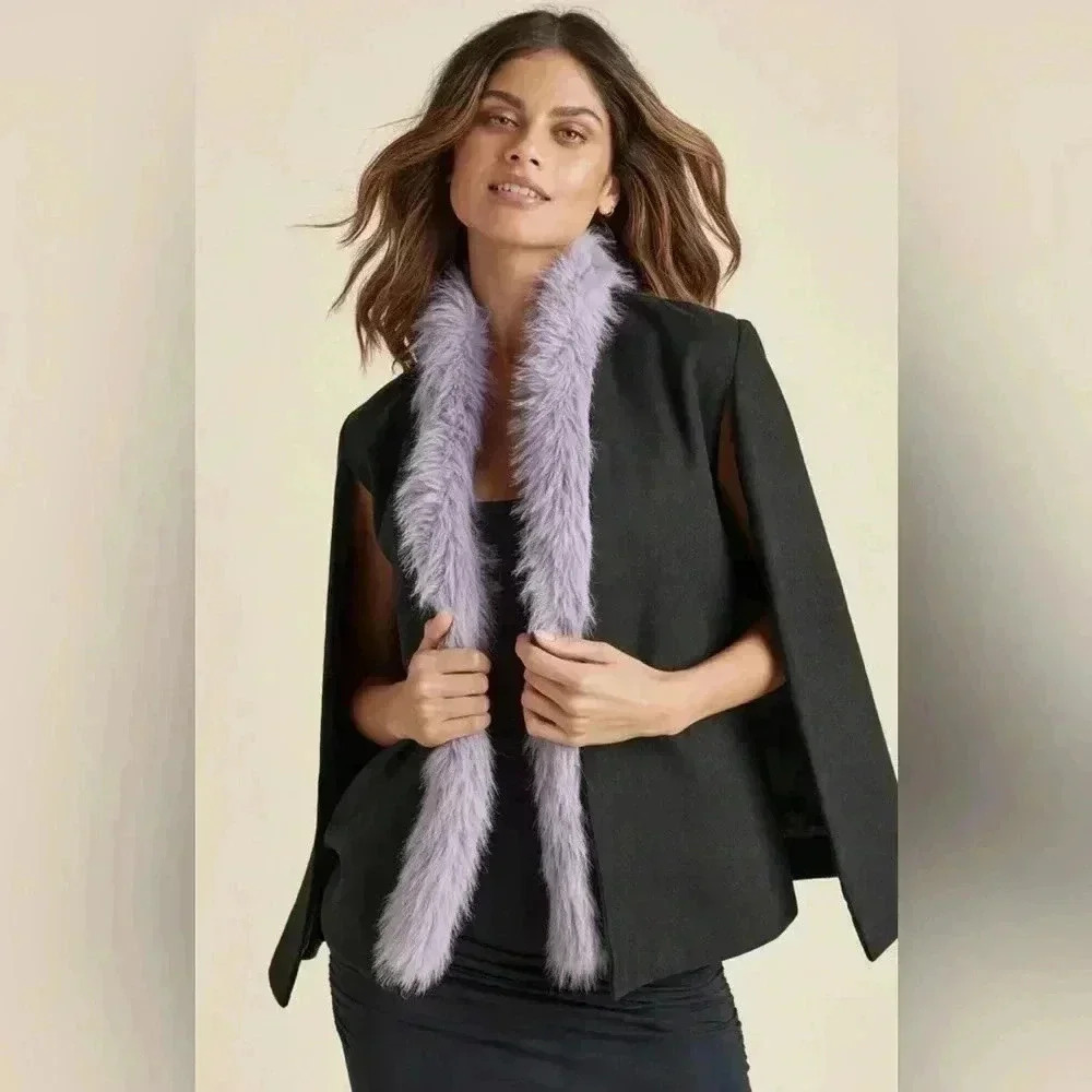 Faux Fur Trim Cape Jacket size 6